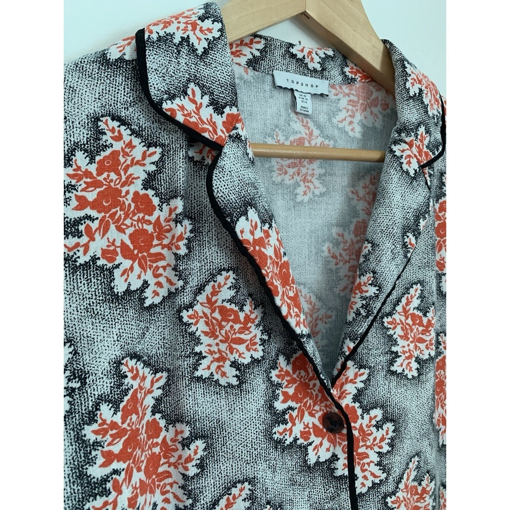 Topshop T-Shirt Dress Kimono Floral SZ US 6 Button Down Skater Resortwear Cabana - Picture 5 of 10